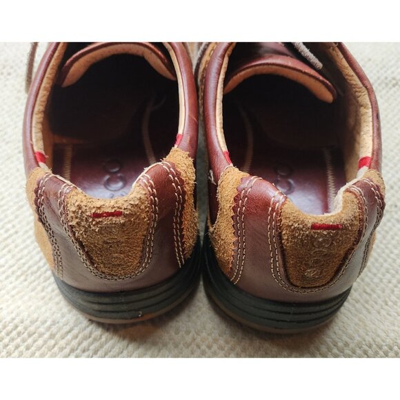 ECCO Yak 37504 Brown Beige Leather Sneakers Shoes Mens Size 43 US 9.5 10 Used - Picture 6 of 11